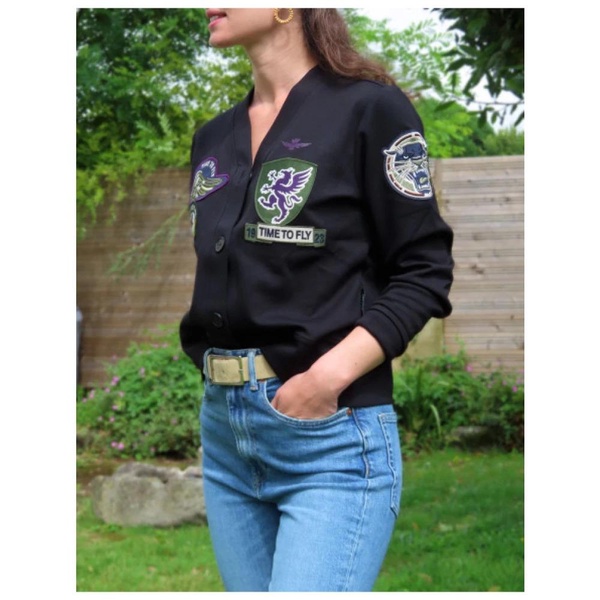 Buttoned Cardigan with Patches