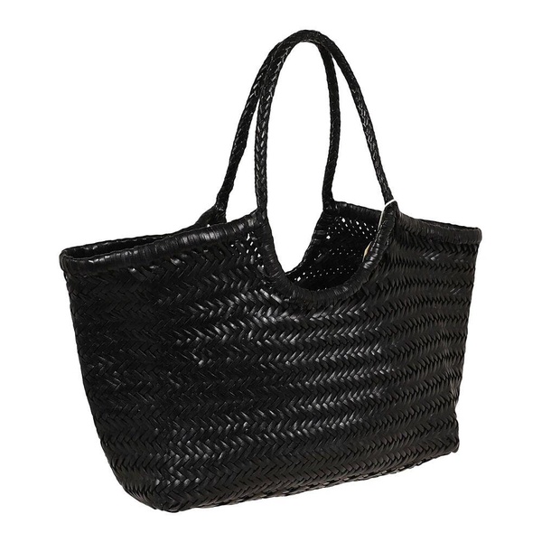 Black Shopper Bag with Woven Design