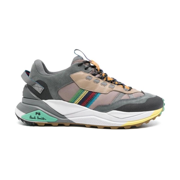 Green Sneakers with Multicolour Design