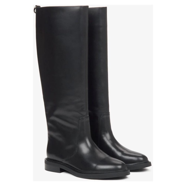 Women's Black Knee-High Boots with Wide Shaft Estro ER00115917