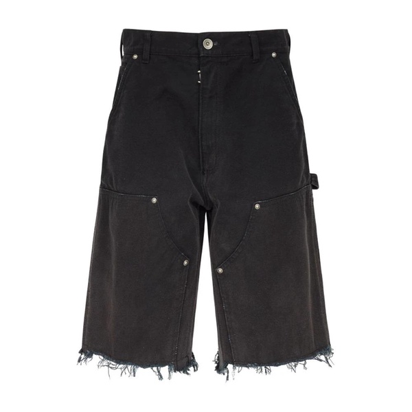 Black Denim Distressed Shorts