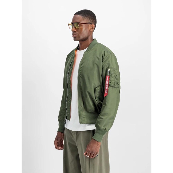 Green Bomber Jacket with Ribbed Details