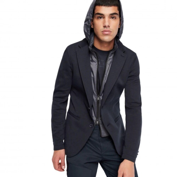 Blue Formal Jacket with Hood