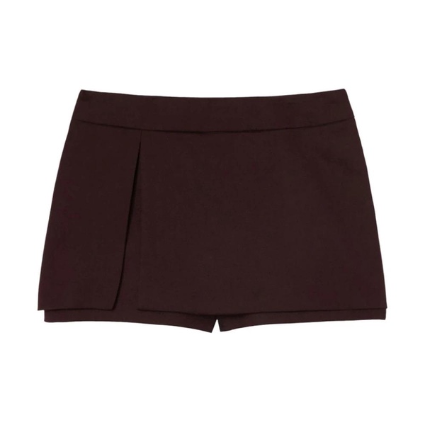 Bordeaux Wool Blend Twill Shorts