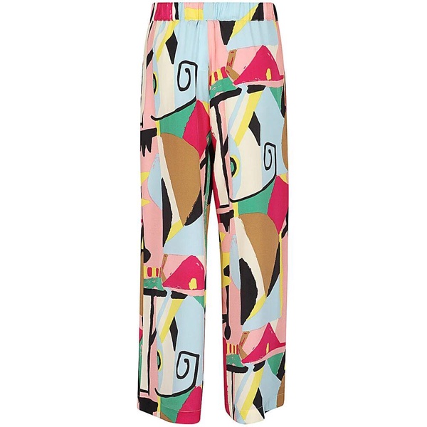 Multicolored Silk Elastic Waist Pants