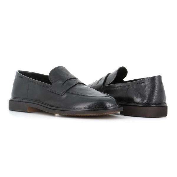 Black Leather Moccasin with Rubber Sole