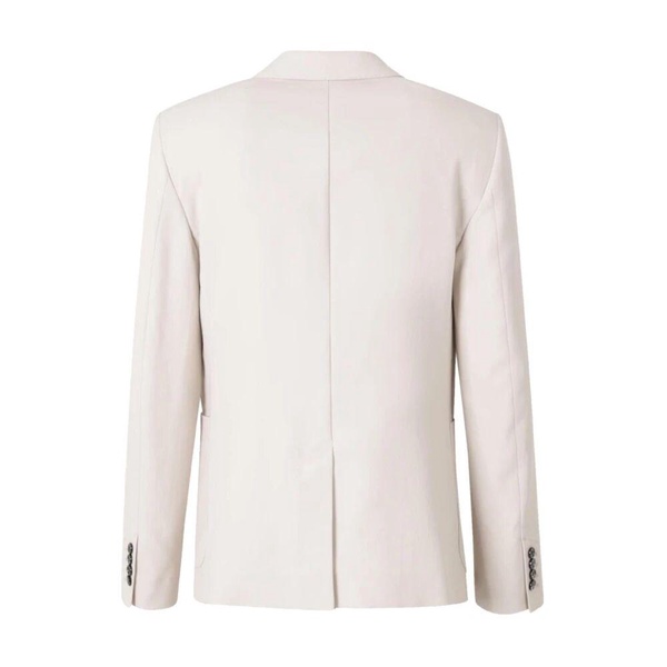 Beige Button Jacket with Patch Pockets