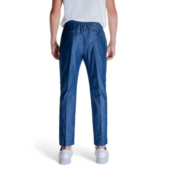Blue Cotton Trousers with Laces