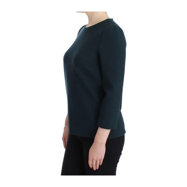 Green Wool Blouse with 3/4 Sleeves