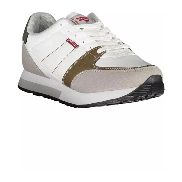 Men's White Polyester Sneaker with Contrasting Details