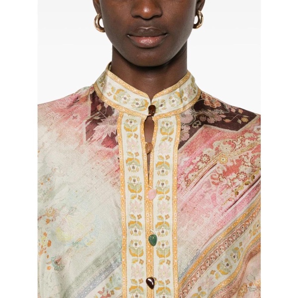 Multicolour Dress with Wide Sleeves