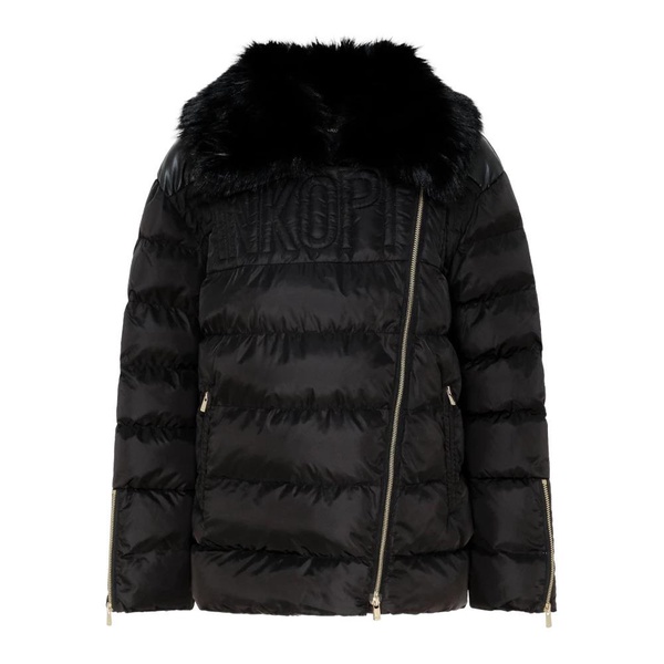Black Puffer Jacket with Fur Collar