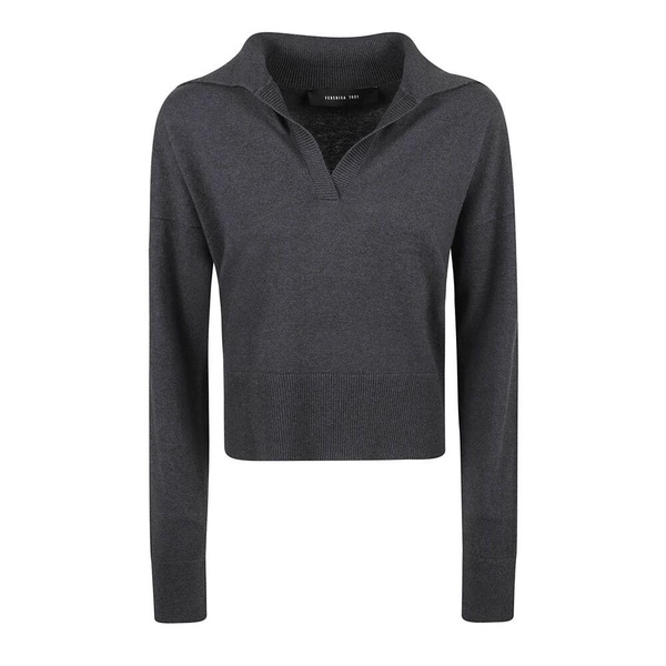Anthracite Grey V-Neck Knitwear Sweatshirt