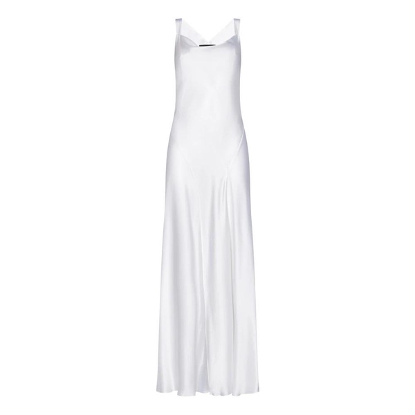 White Satin Dress with Cut-Out Back