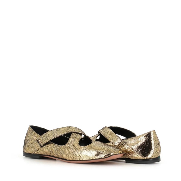 Golden Flat Shoes Heart Cutout Elastic Bands