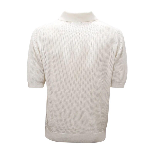 Perforated Polo Neck Pullover White