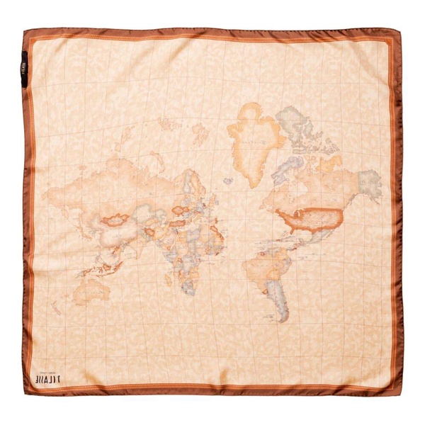 Aloe Detail Silk Scarf Brown Fall/Winter