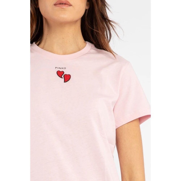 Heart Embroidered T-shirt with Logo Print