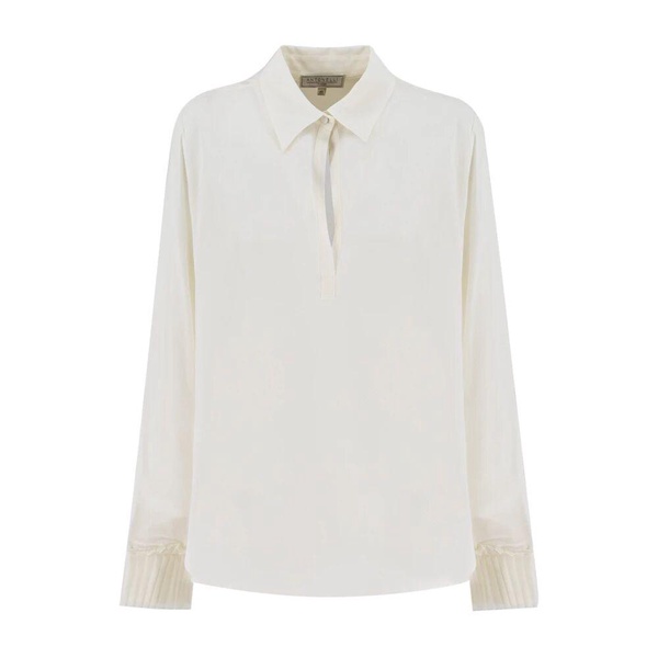 Silk Shirt with Knitted Cuffs