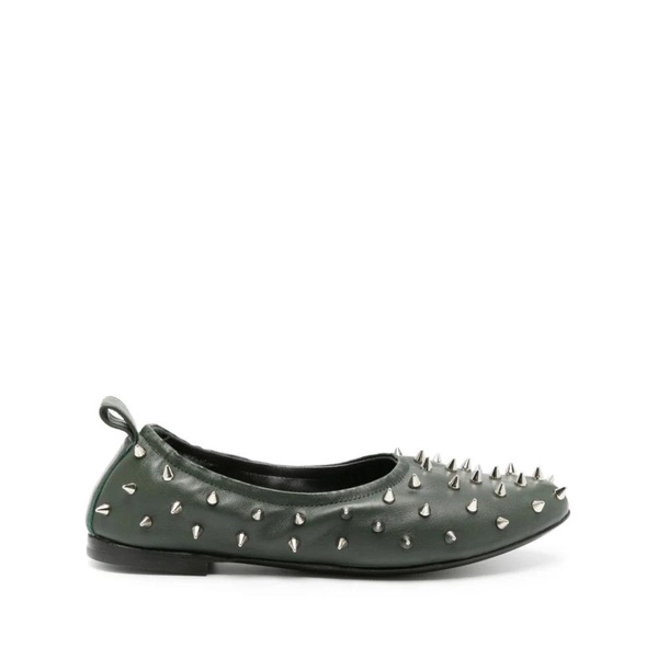 Studded Leather Ballerina Shoes