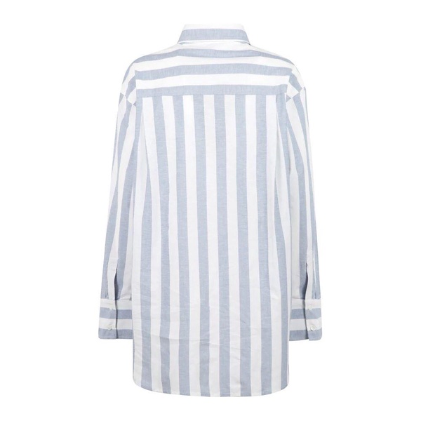 Striped Plaza Shirt in White and Blue