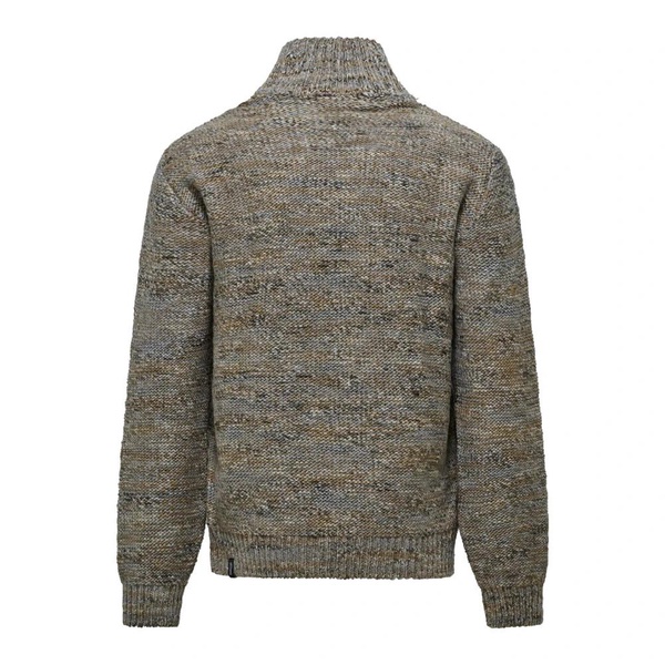 Multicoloured Yarn Turtleneck with Plait Pattern