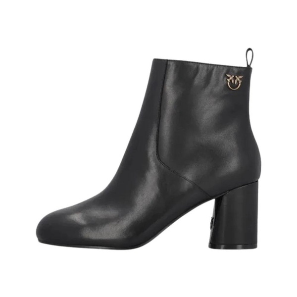 Black Leather Ankle Boots Chunky Heel