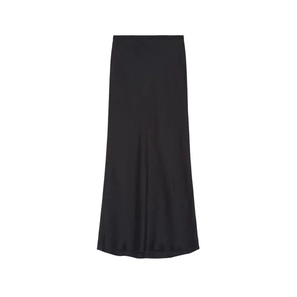 Black Silk Midi Skirt