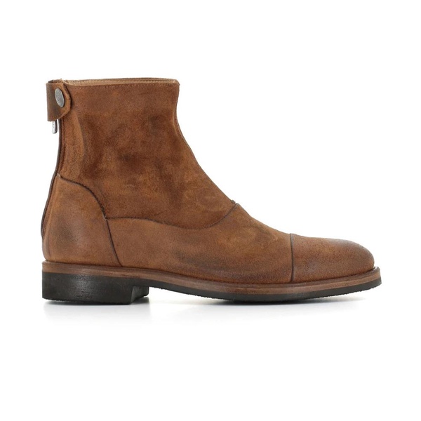 Burnt Brown Suede Boots with Zipper