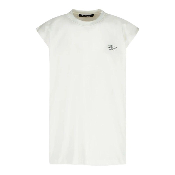 White Cotton Tank Top with Contrast Logo