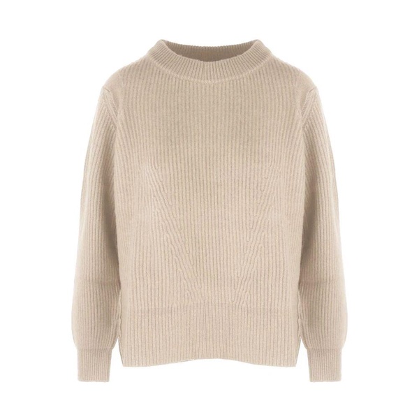 Cashmere Sweater with Ribbed Embroidery