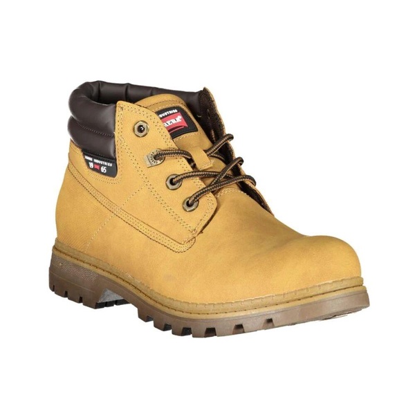Yellow Lace-Up Boots with Contrast Details