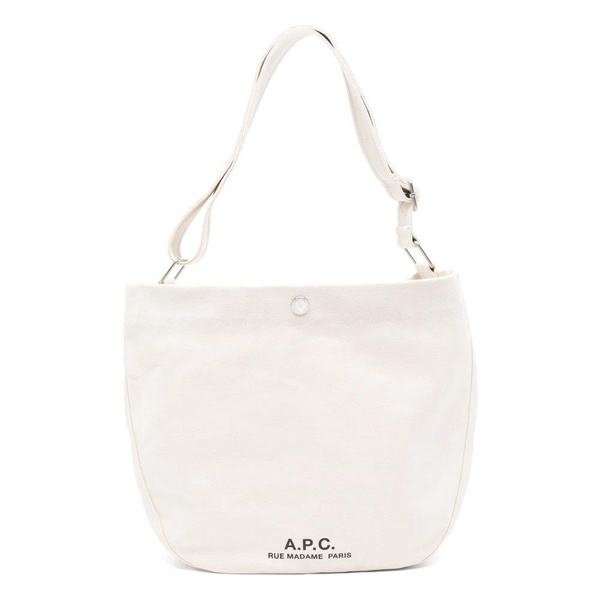 White Shoulder Bag with Logo Print