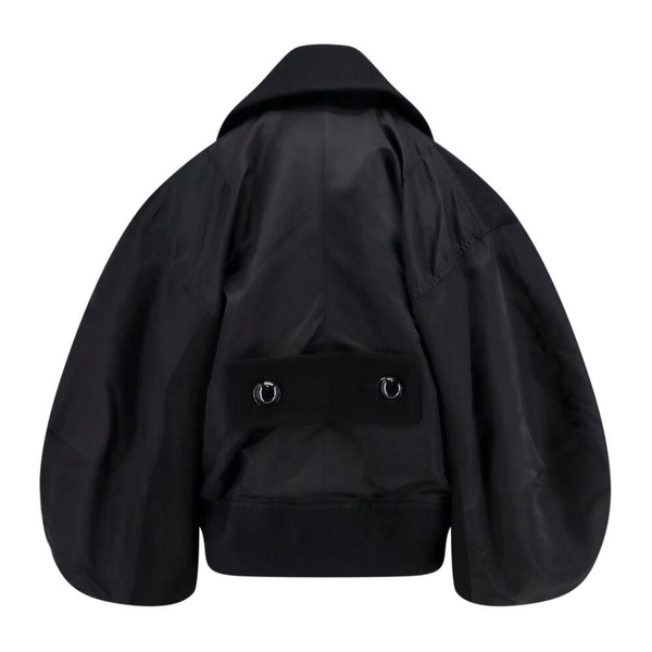 Black Wool Jacket Double-Breasted Button