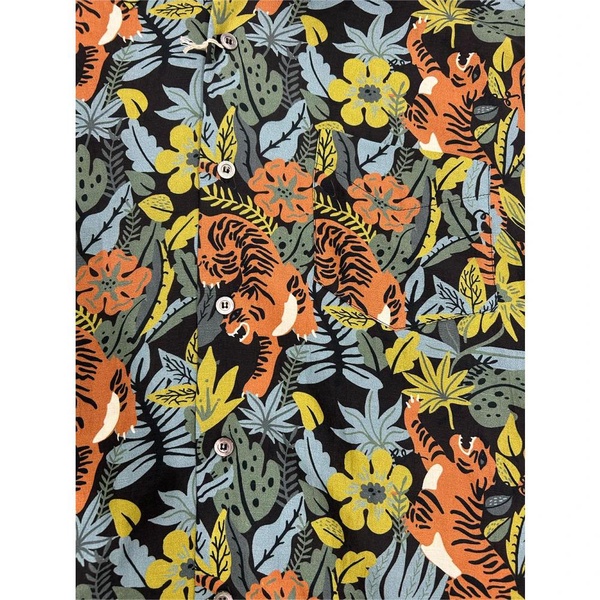 Patterned Shirt with Front Button Placket