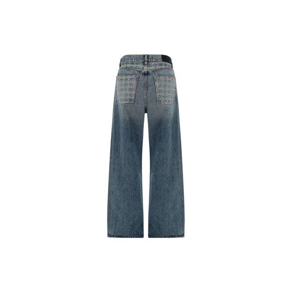Embossed Detail Mid-Rise Relaxed Fit Jeans