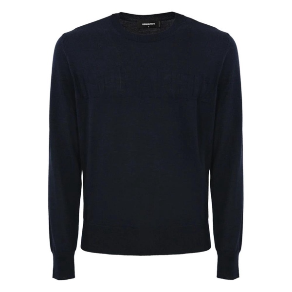 Blue Logo Sweater Wool Jacquard