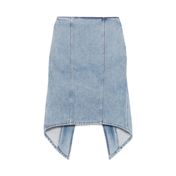 Blue Button-Up Skirt with Pockets