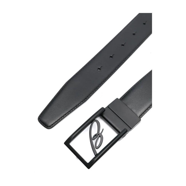 Black Logo Buckle Plain Belt