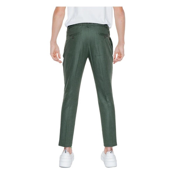 Green Linen Trousers with Zip Fastening