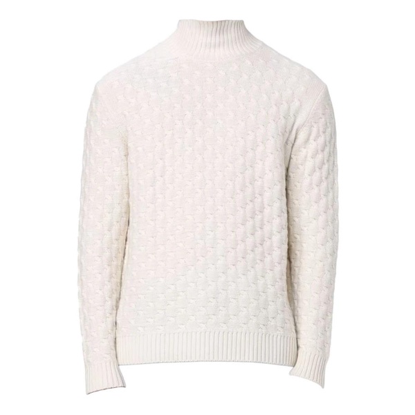 Beige Wool High Neck Sweater