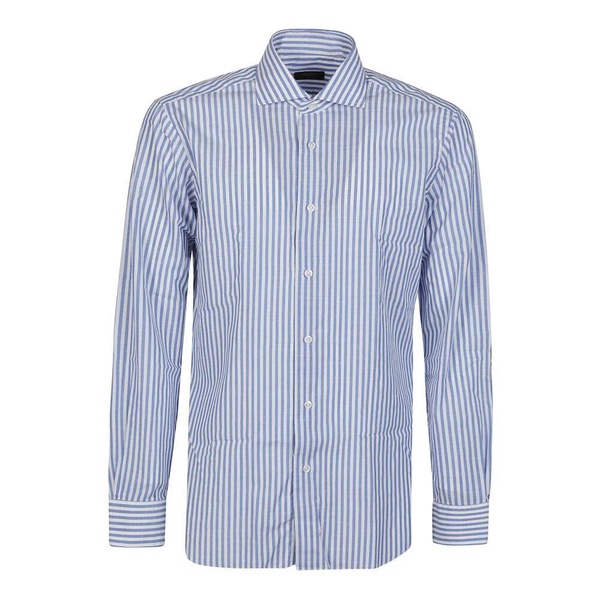 Stylish Neck Shirt in Blue and White