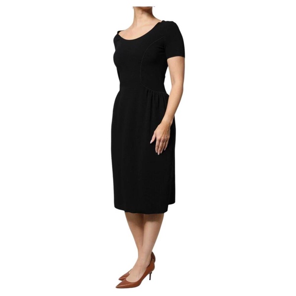 Black Sheath Midi Dress with Back Zipper