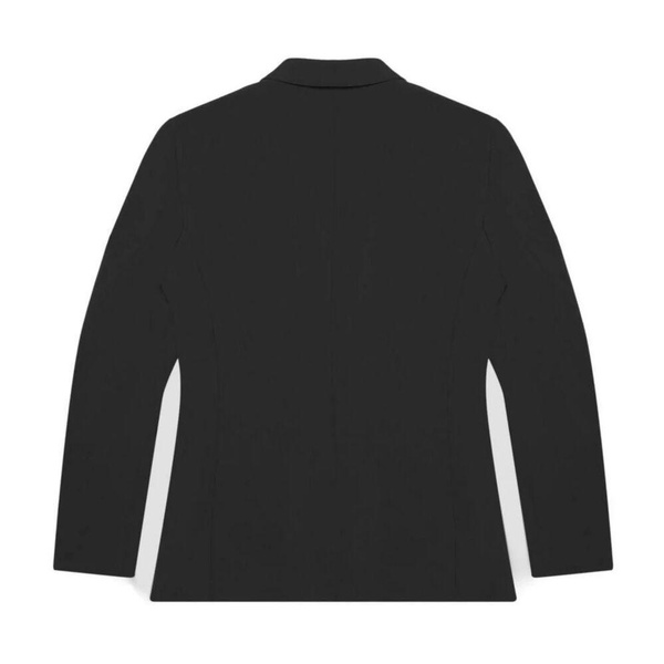 Black Button-Front Lapel Blazer