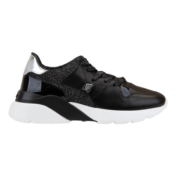 Glitter Leather Lace-Up Sneakers Women