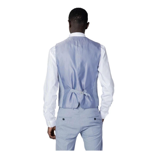 Light Blue Buttoned V-Neck Sleeveless Gilet