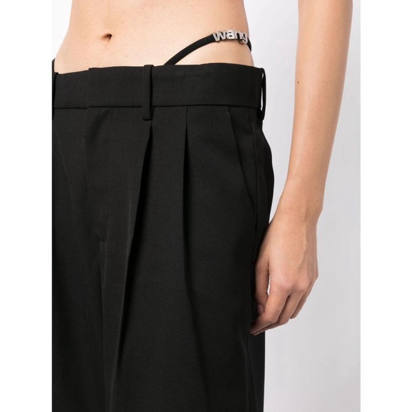 Black Wide-Leg Trousers with Crystal Embellishment