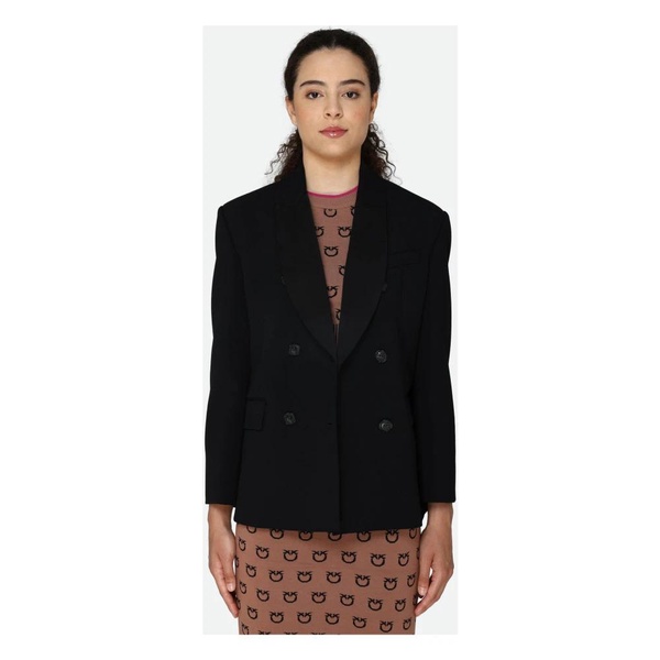 Black Wool Twill Double-Breasted Jacket