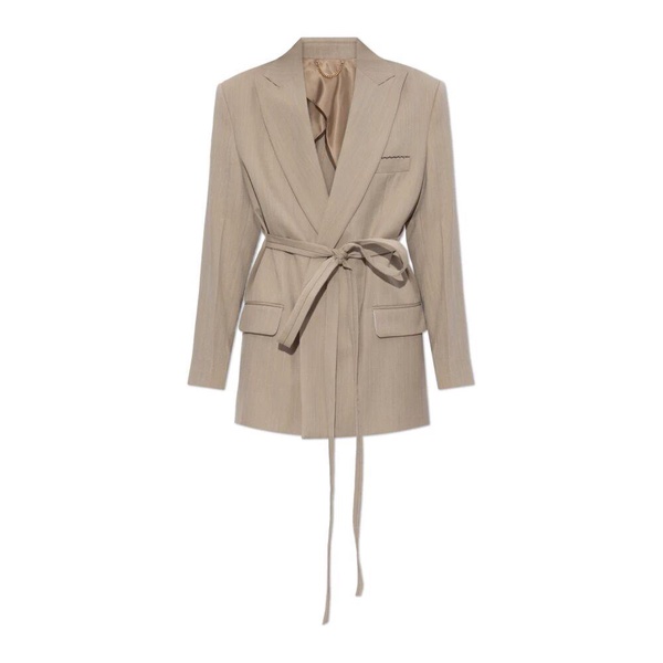 Victoria Beckham Beige Wool Jacket With Belt Women