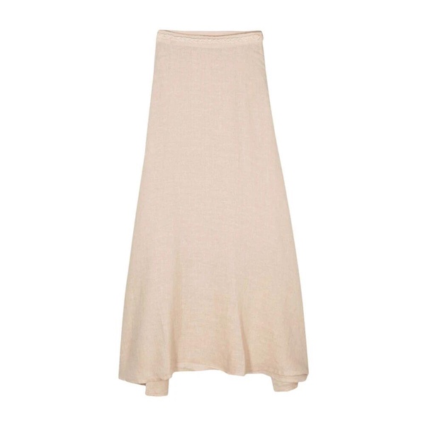 Beige Linen A-Line Skirt